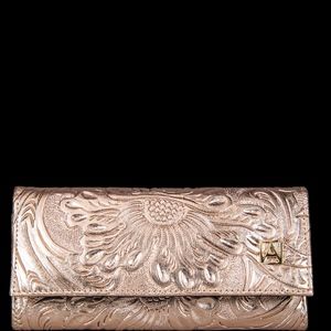 Rose Gold Chiseled Leather Wallet